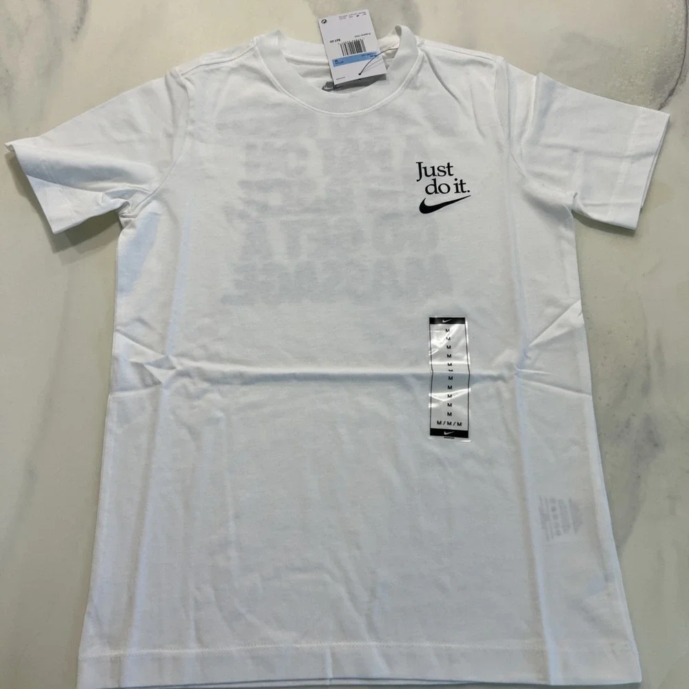 Nike Kids Just Do It T-shirt White Size Medium Back Print‎ Nike Exclusive Promo